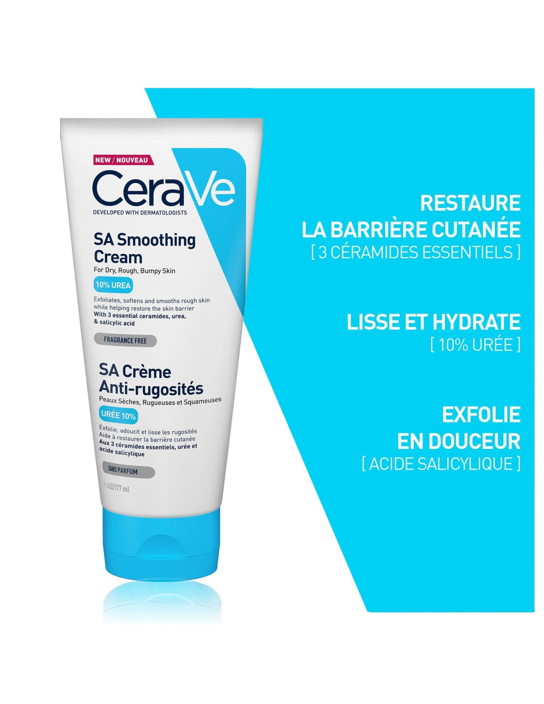 CeraVe SA Crème Anti-Rugosités Peau Sèche et Squameuse | 177ml
