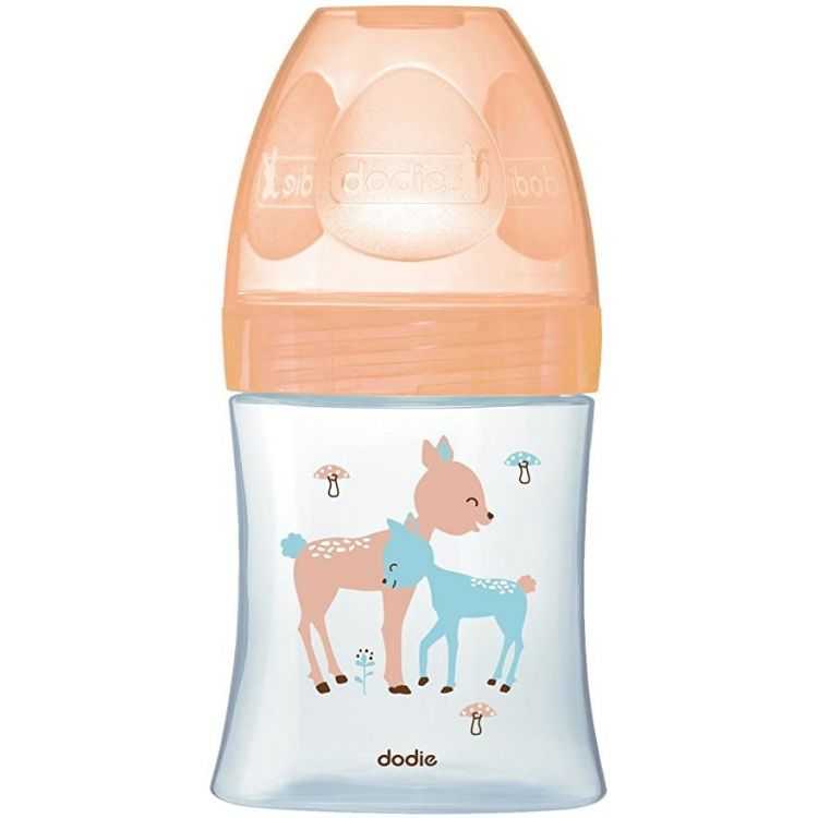 Dodie Biberon Anti-Colique Verre Tétine Plate 150ml – Beige Biche (0-6 M)