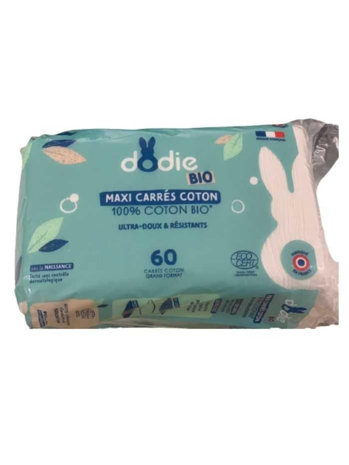 Dodie Maxi Carrés Coton 3en1 Siège Visage Mains 100% Coton Bio x60