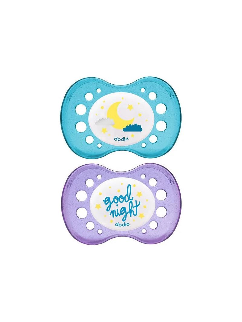 Dodie Sucette Anatomique A2 +18 Mois Duo Nuit Good Night / Lune Sans Anneau