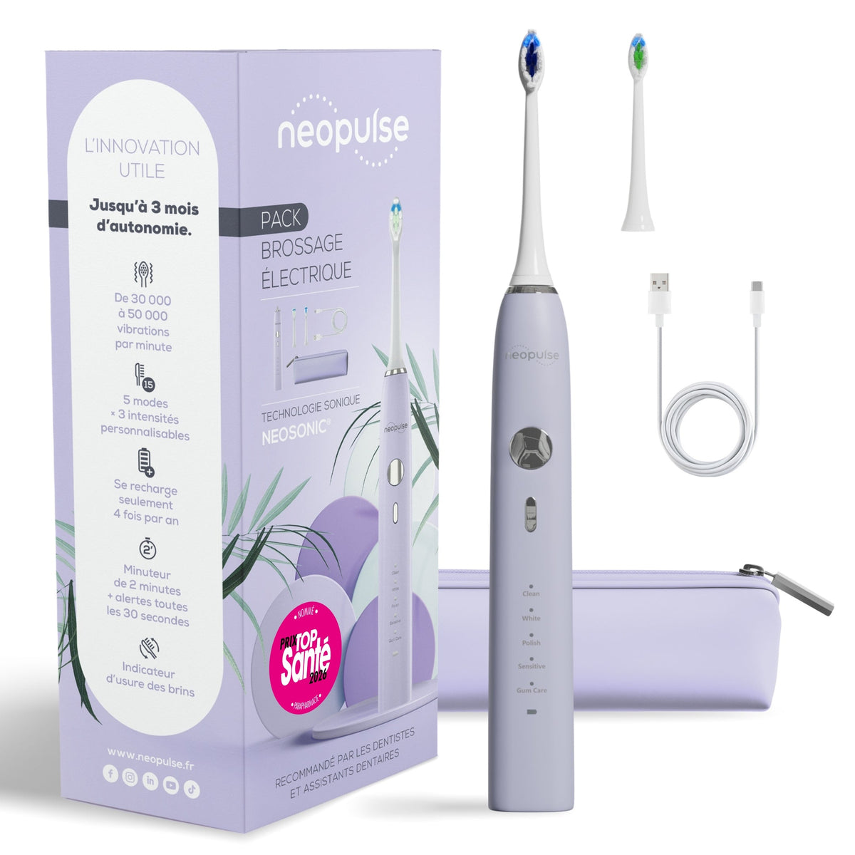 NEOSONIC Brosse à Dents Électrique Sonique - Lilas