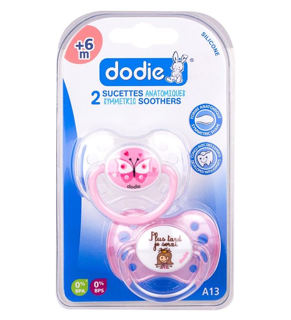 Dodie Sucettes Forme Anatomique Silicone 6M+ N°A13 Papillon & Princesse