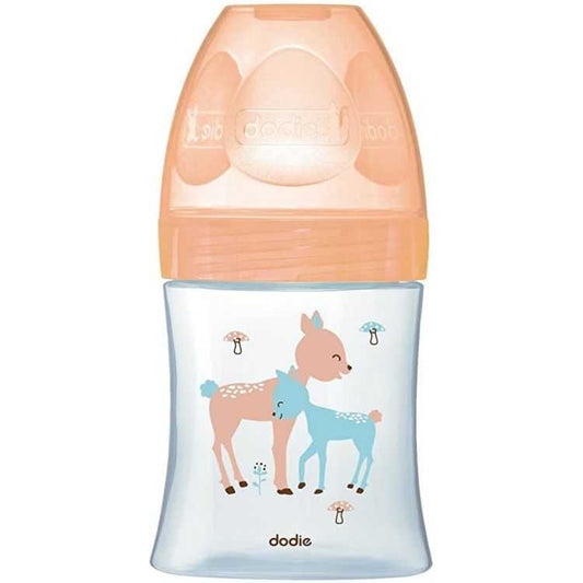 Dodie Biberon Anti-Colique Verre Tétine Plate 150ml – Beige Biche (0-6 M)