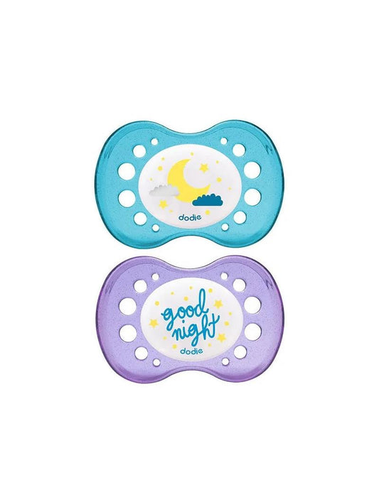 Dodie Sucette Anatomique A2 +18 Mois Duo Nuit Good Night / Lune Sans Anneau