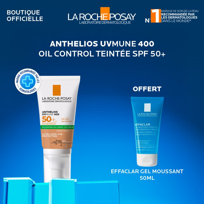La Roche-Posay Anthelios UVMune 400 Gel Crème Oil Control Teinté SPF50+ 50ml + Effaclar Gel Moussant 50ml Offert
